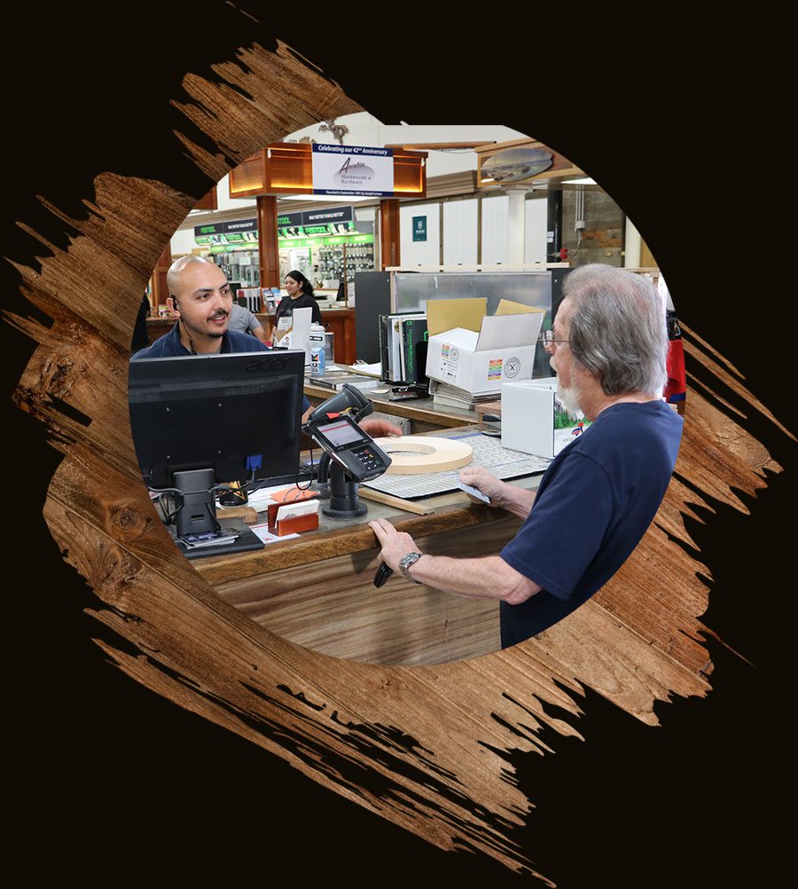 how-can-we-help Austin Hardwoods team member and customer interact